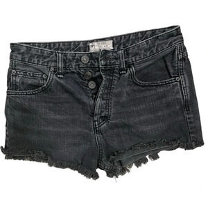 Free People Faded Black Denim Shorts